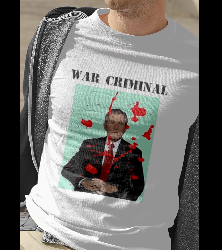 George W. Bush War Criminal Red Paint Splatter Image T-Shirt