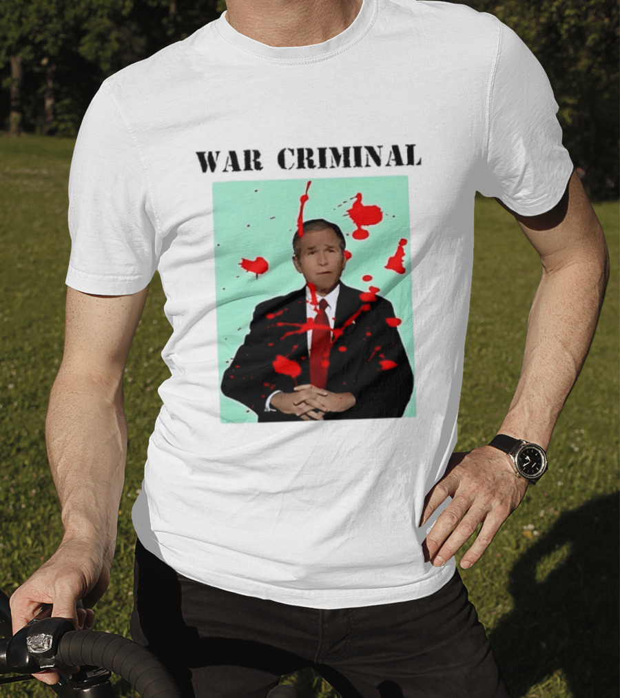 George W. Bush War Criminal Red Paint Splatter Image T-Shirt