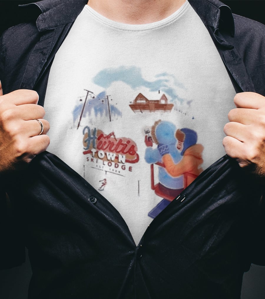 Kurtis Conner Ski Lodge Vintage Aesthetic Winter Scene T-Shirt