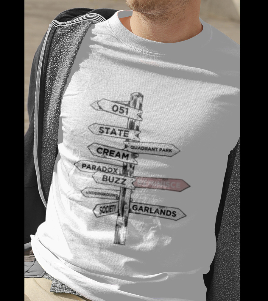 Lee Butler Liverpool Reminisce Signpost Festival Directions T-Shirt