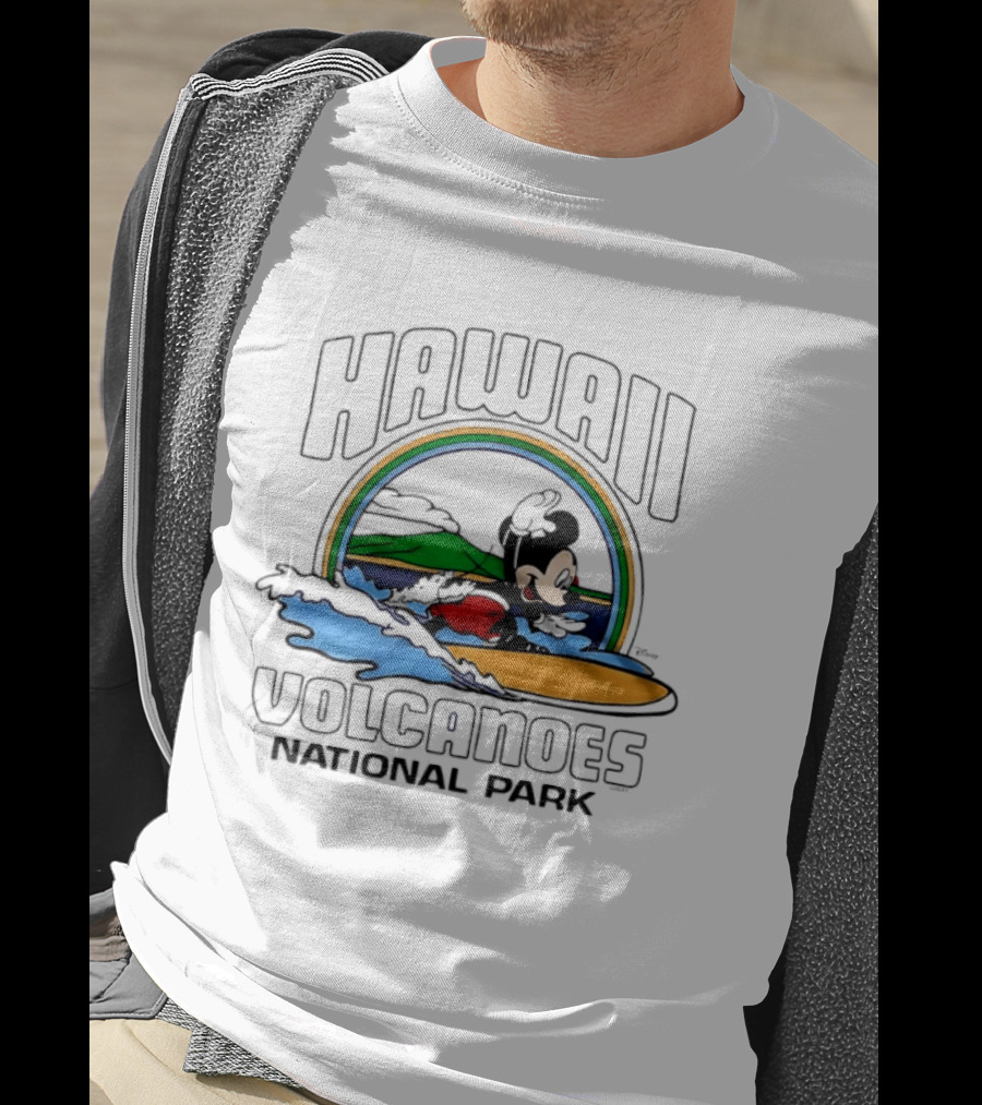 Hawaii Volcanoes National Park Mickey Mouse Surfing T-Shirt