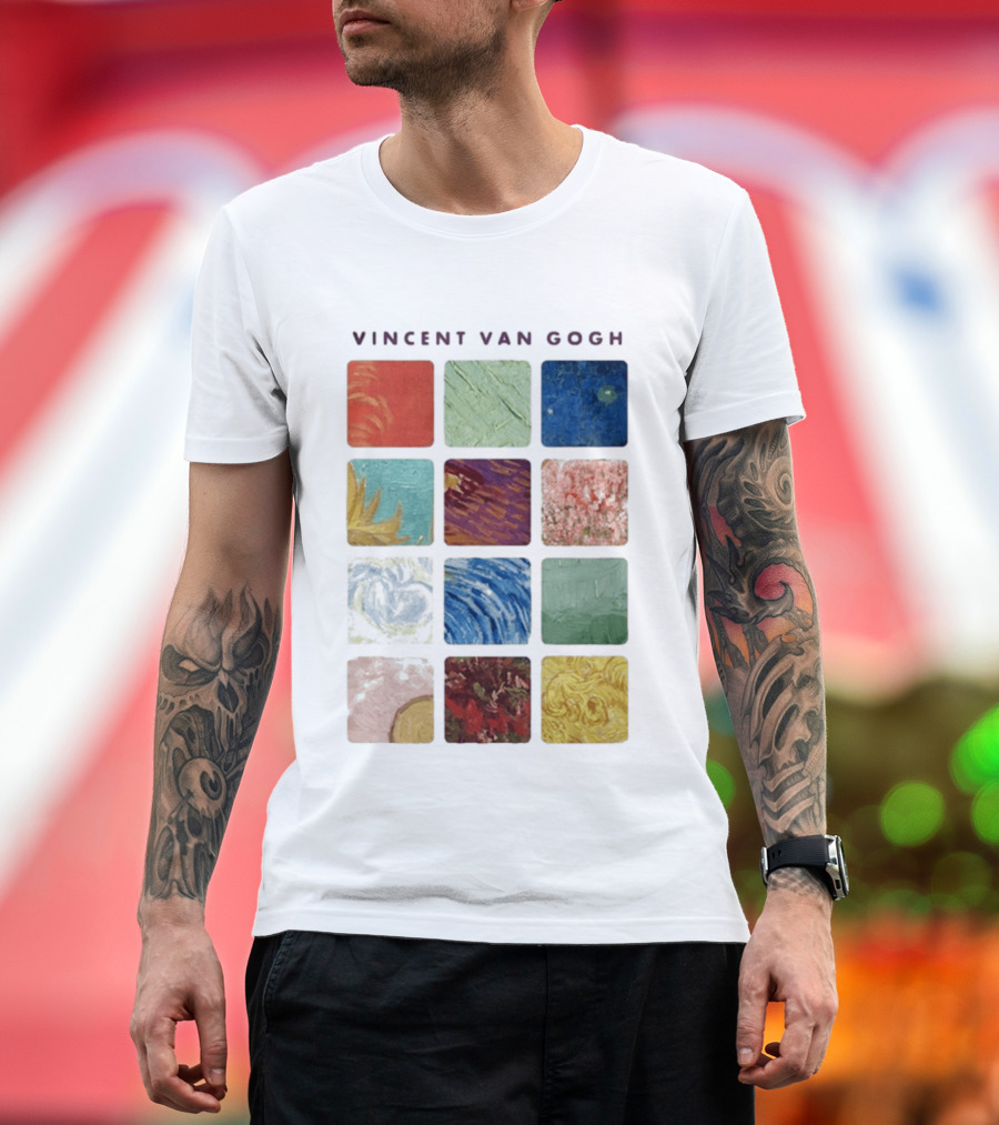 Vincent Van Gogh Paintings Iconic Colors Squares T-Shirt