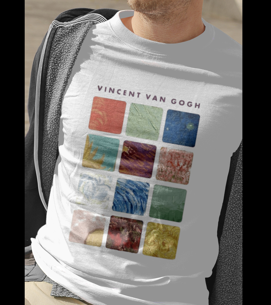 Vincent Van Gogh Paintings Iconic Colors Squares T-Shirt