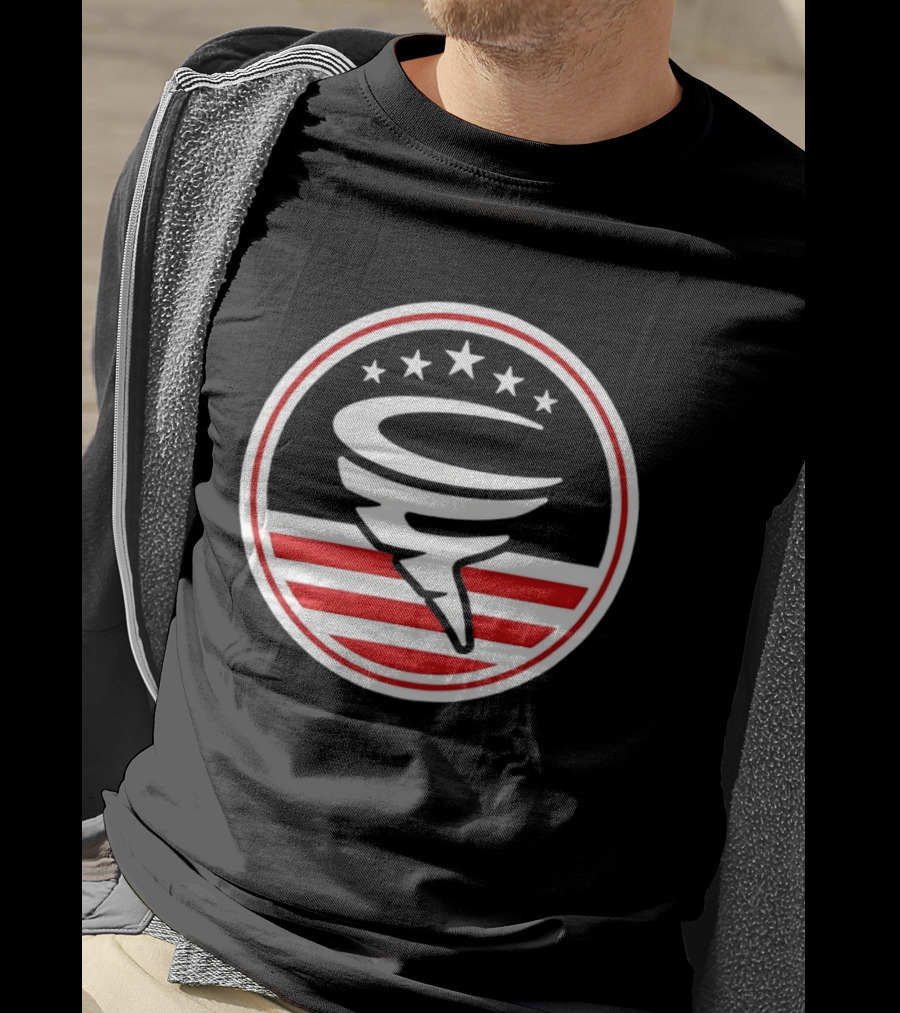 American Flag Cyclone Stars Stripes Circle T-Shirt