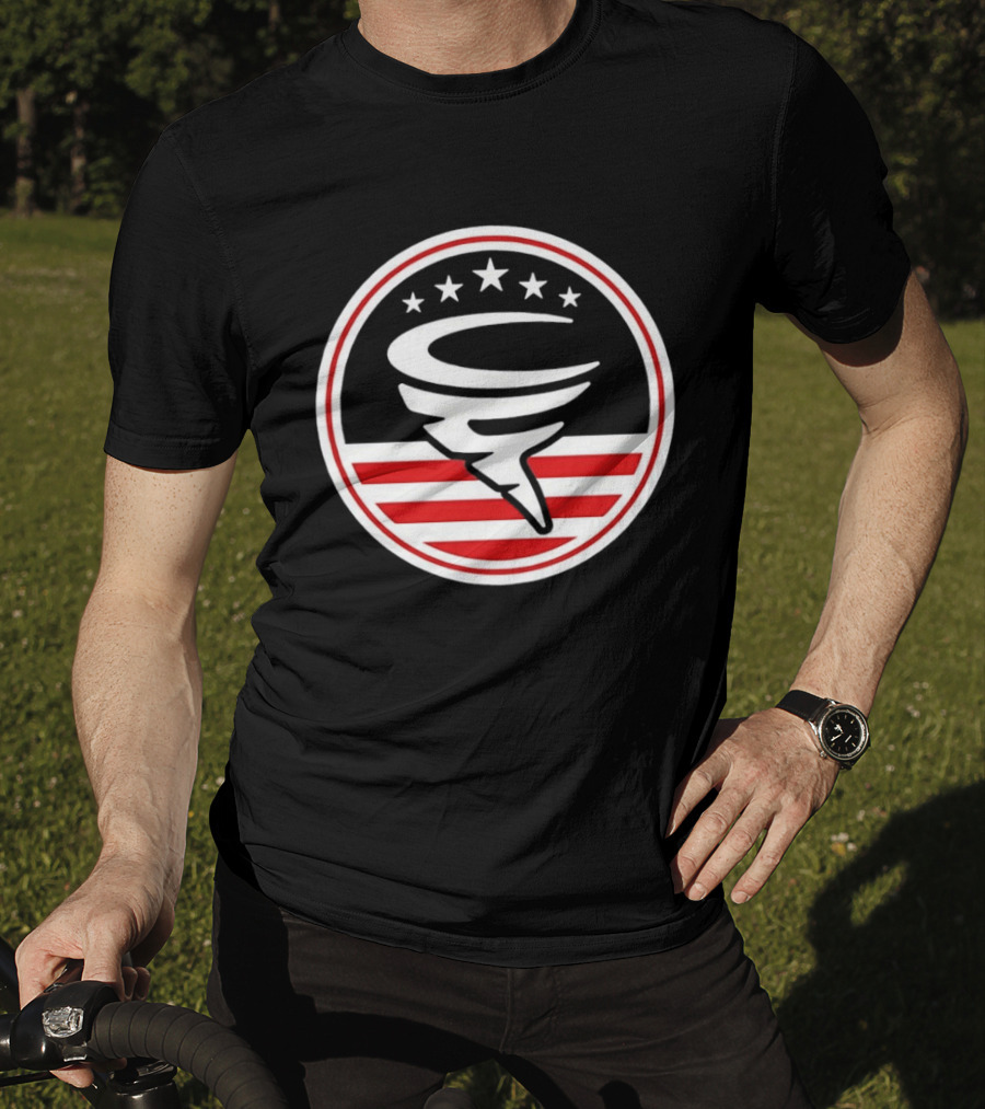 American Flag Cyclone Stars Stripes Circle T-Shirt