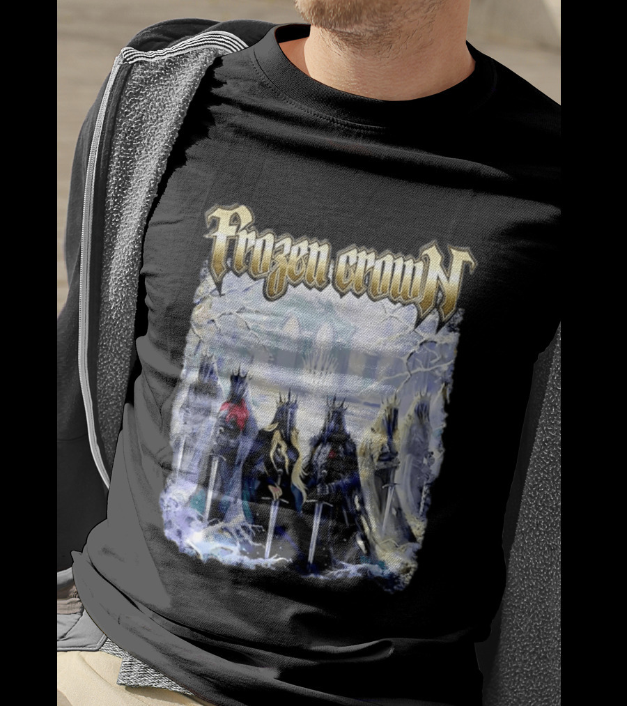 Frozen Crown Dark Fantasy Rulers Sword Wielding Monarchs T-Shirt