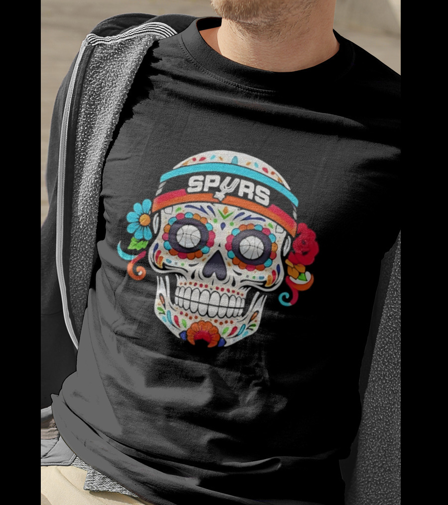 San Antonio Spurs Sugar Skull Day Of The Dead Basketball Fan T-Shirt