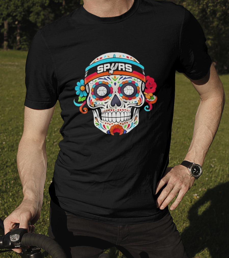 San Antonio Spurs Sugar Skull Day Of The Dead Basketball Fan T-Shirt