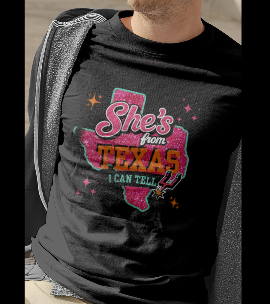 She's From Texas I Can Tell San Antonio Spurs Basketball NBA T-Shirt