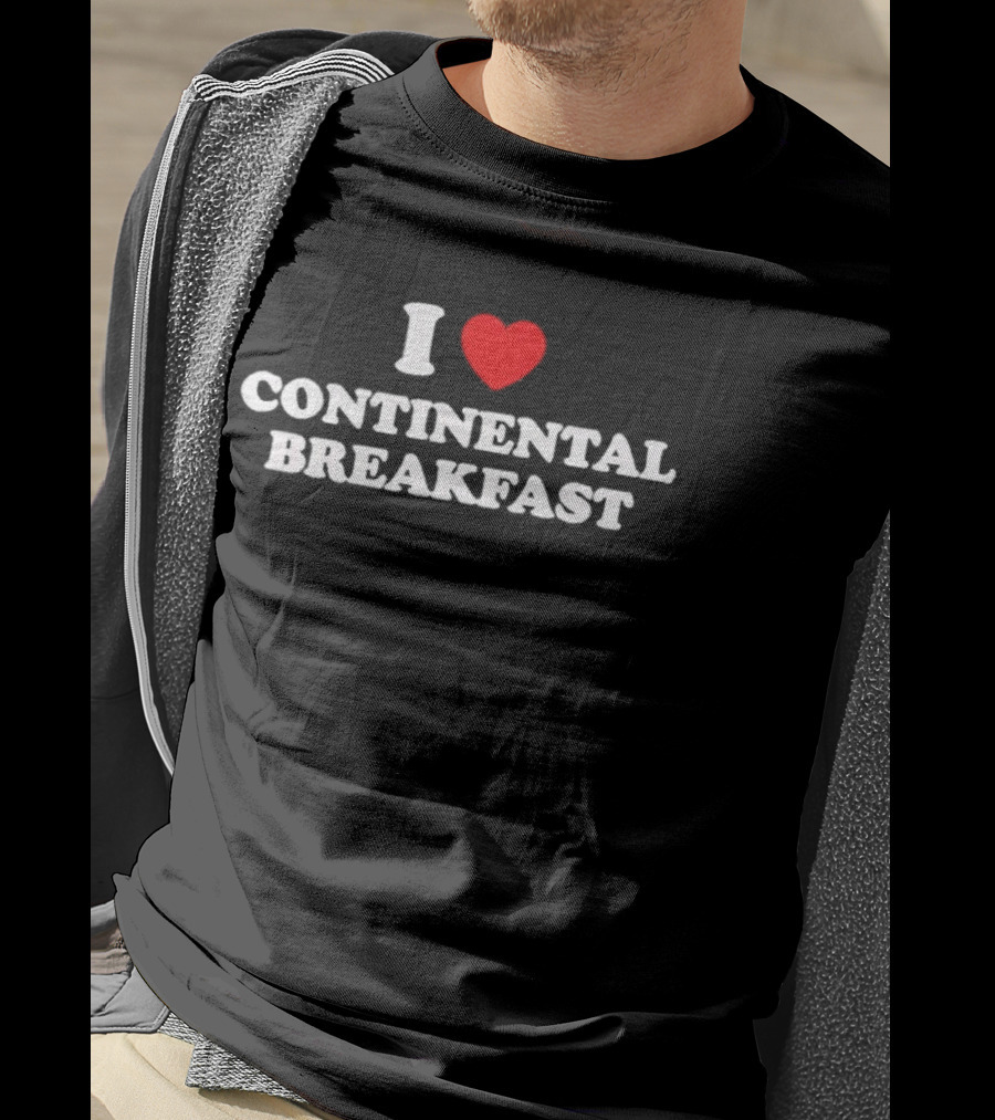 I Heart Love Continental Breakfast Black T-Shirt