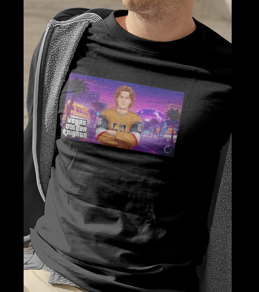 Vegas Golden Knights Kaedan Korczak Flamingo High Roller 66 T-Shirt