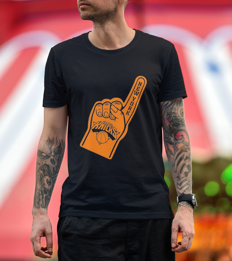 New York Knicks Foam Finger Basketball Fan Gear T-Shirt