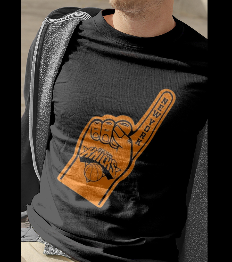 New York Knicks Foam Finger Basketball Fan Gear T-Shirt