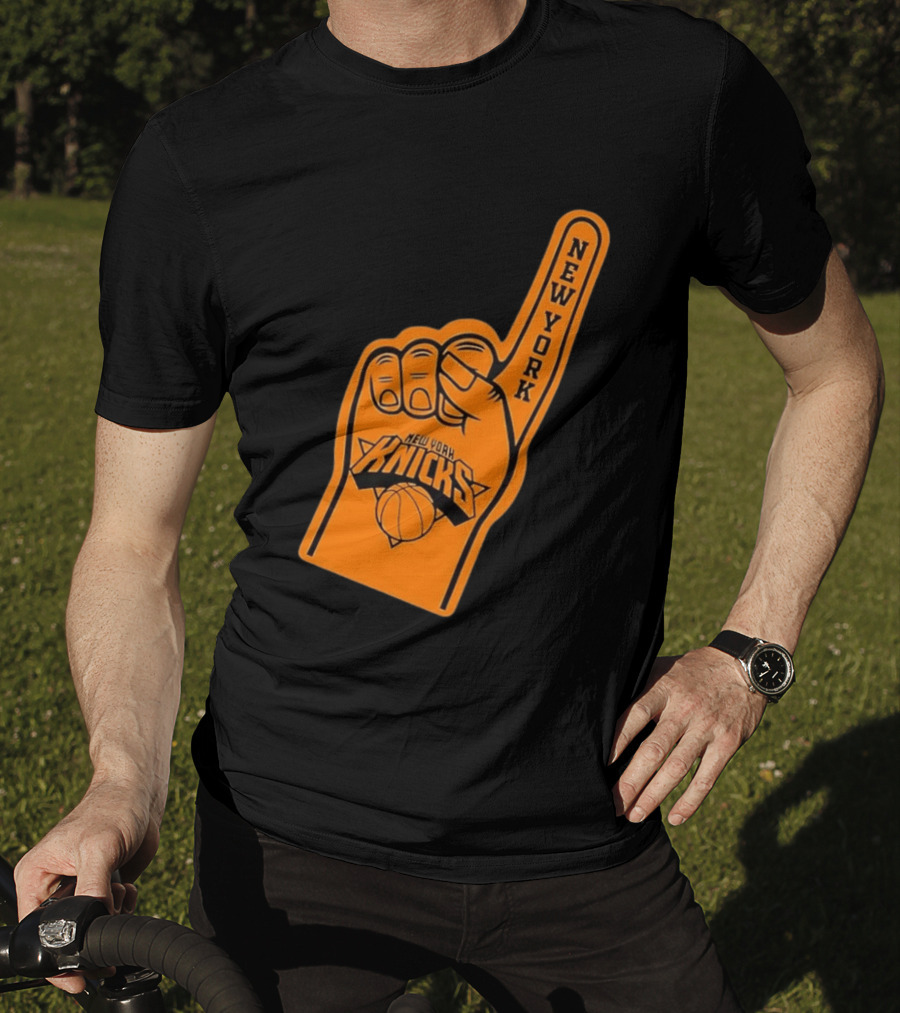 New York Knicks Foam Finger Basketball Fan Gear T-Shirt