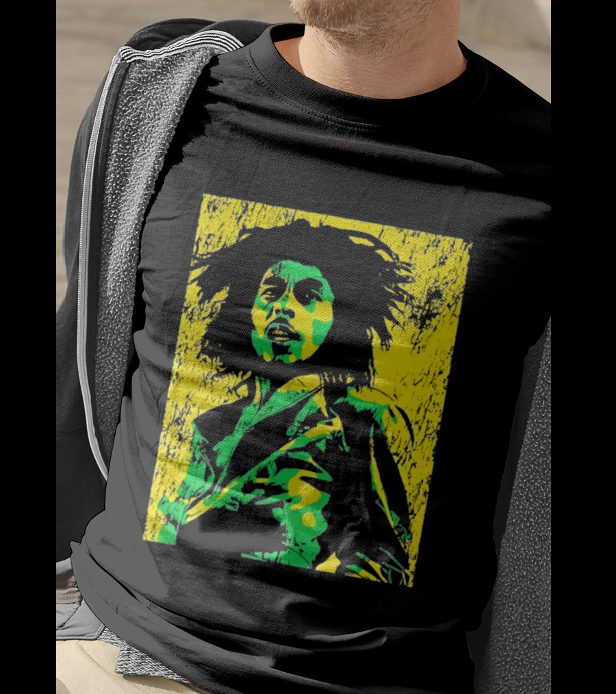 Bob Marley One Love Reggae Art Green Yellow T-Shirt