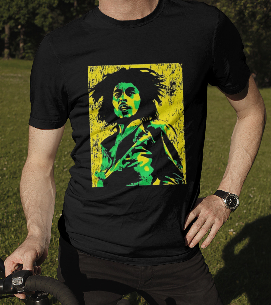 Bob Marley One Love Reggae Art Green Yellow T-Shirt