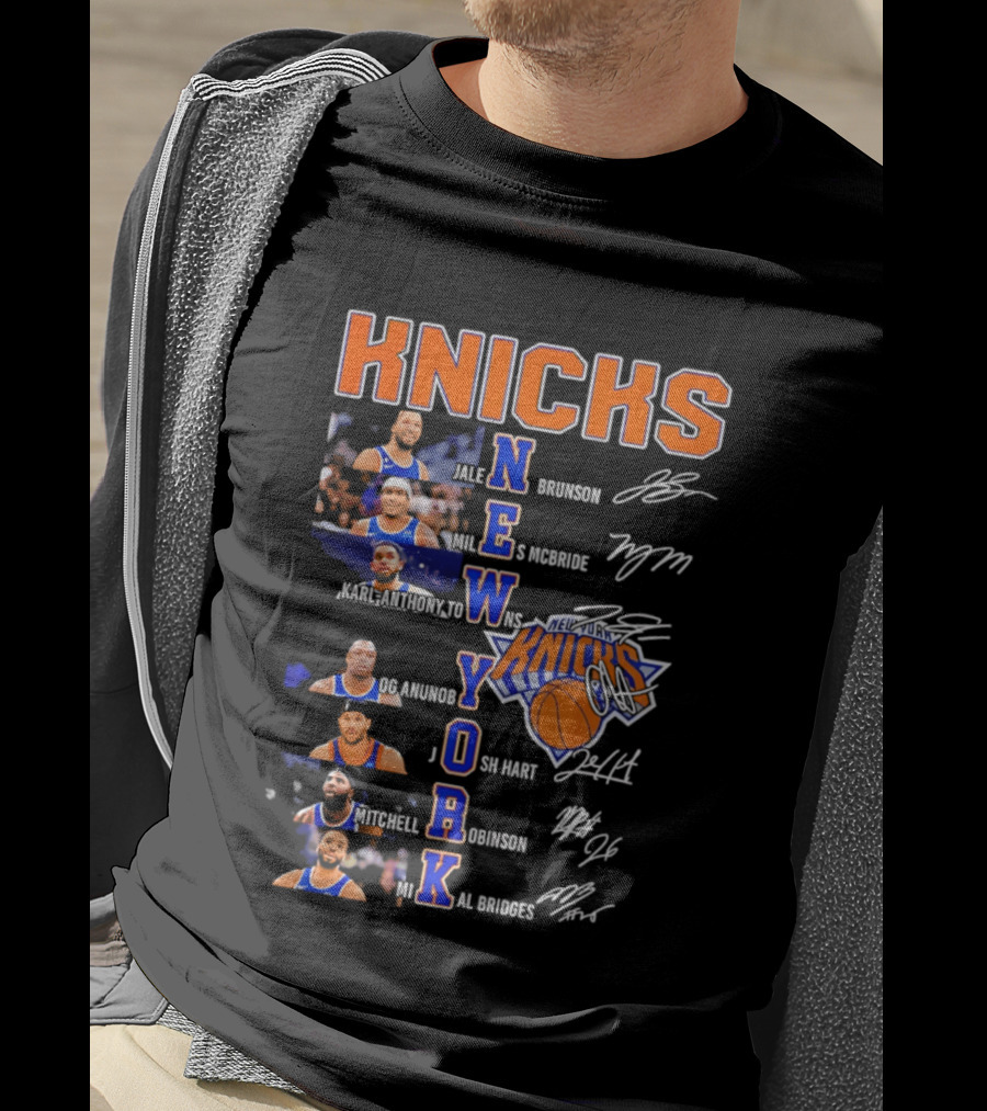 Knicks Jalen Brunson Julius Randle RJ Barrett Josh Hart Mitchell Robinson Immanuel Quickley Quentin Grimes RJ Randle Bridges Knicks Basketball T-Shirt