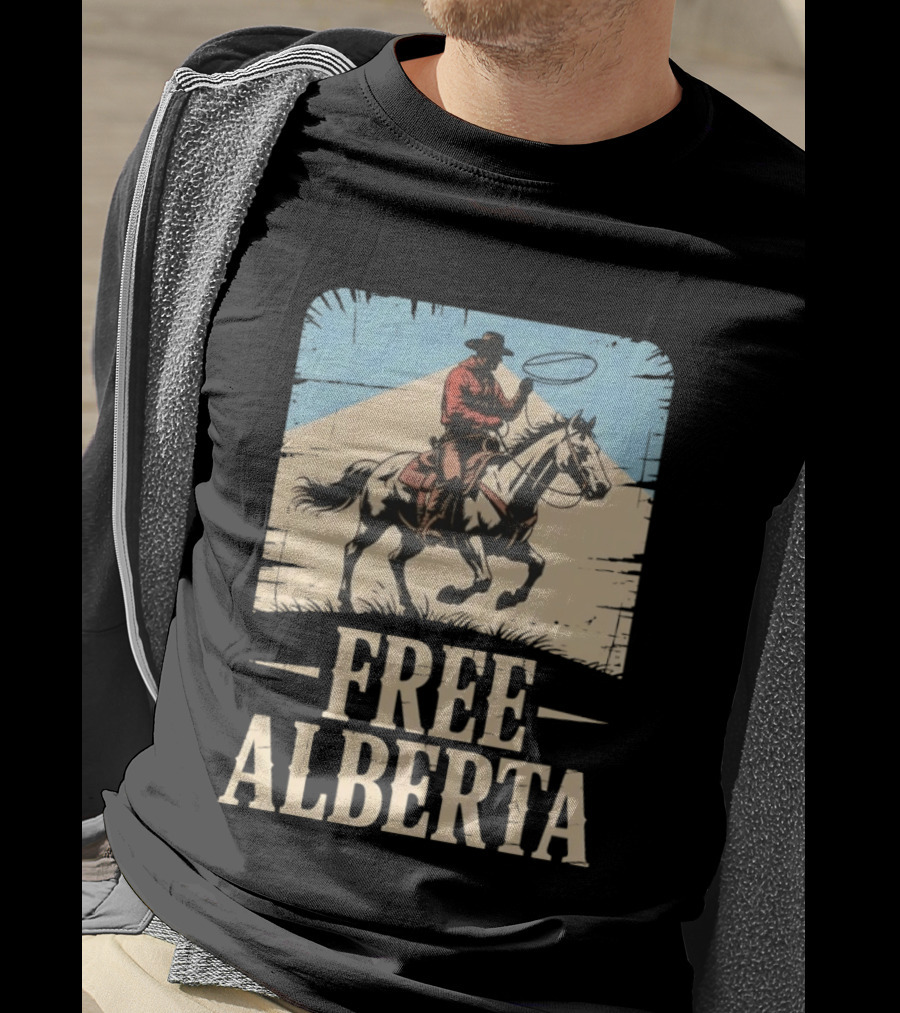 Cowboy Riding Horse Free Alberta Western Spirit T-Shirt