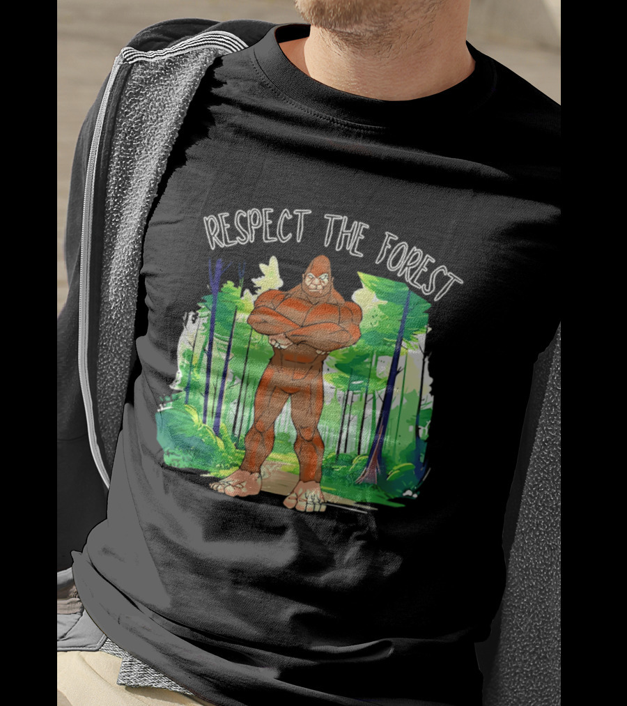 Respect The Forest Bigfoot Cartoon T-Shirt