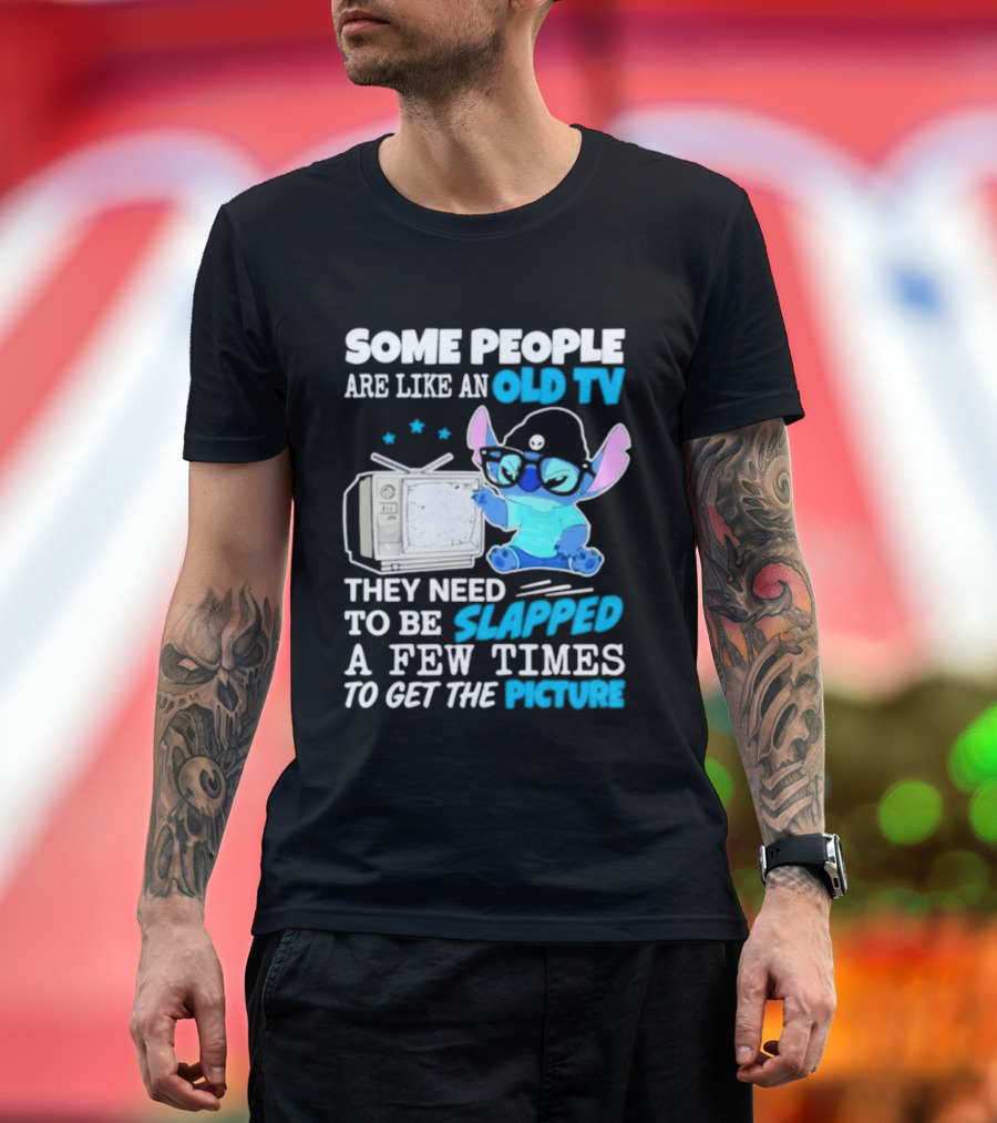 Some People Are Like An Old TV Need To Be Slapped To Get The Picture Stitch T-Shirt