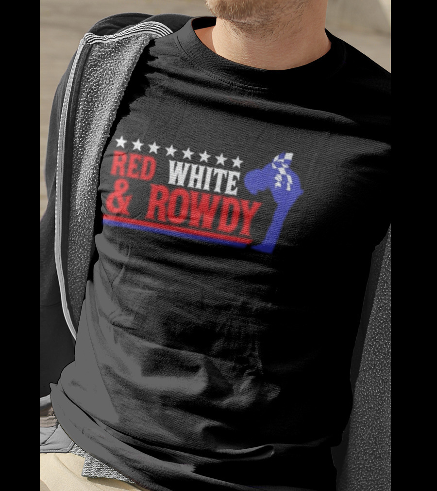Red White & Rowdy Kyle Busch Racing Stars And Checkered Flag T-Shirt