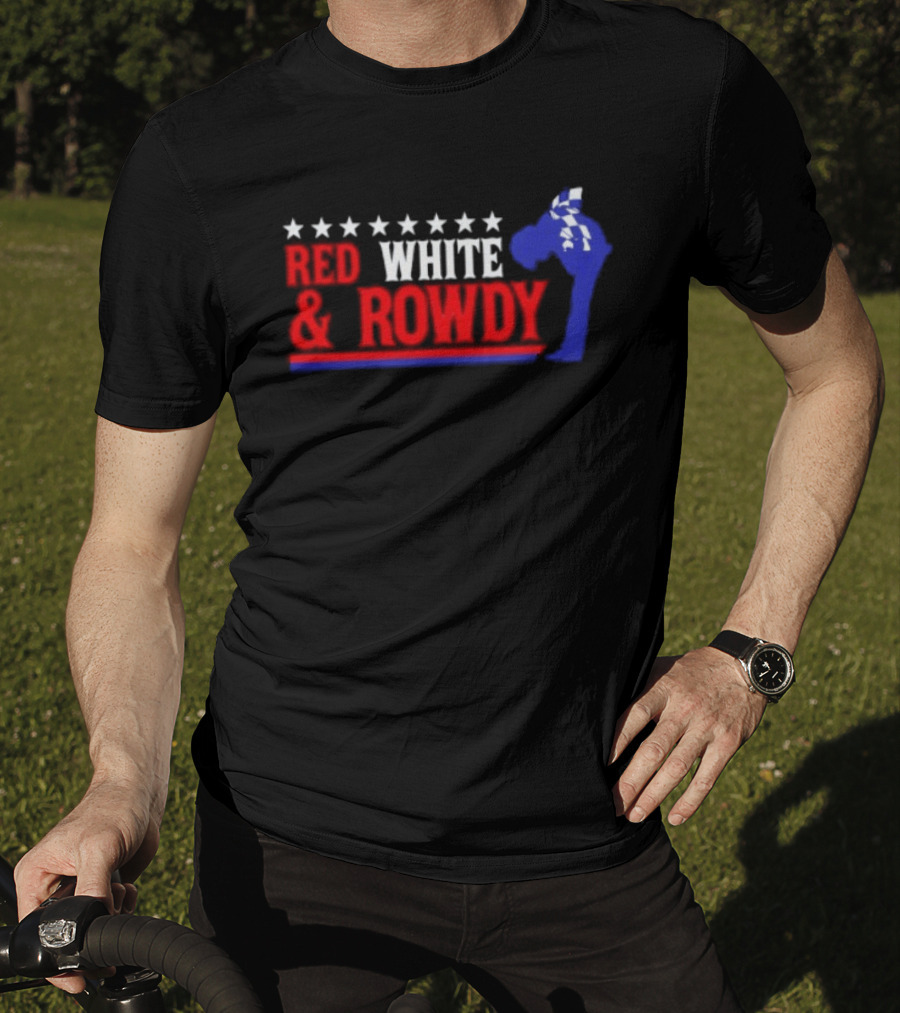 Red White & Rowdy Kyle Busch Racing Stars And Checkered Flag T-Shirt
