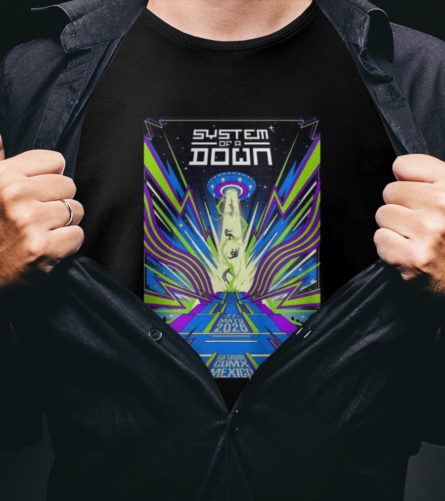System Of A Down Mexico City Tour May 27 2026 Alien Beam T-Shirt
