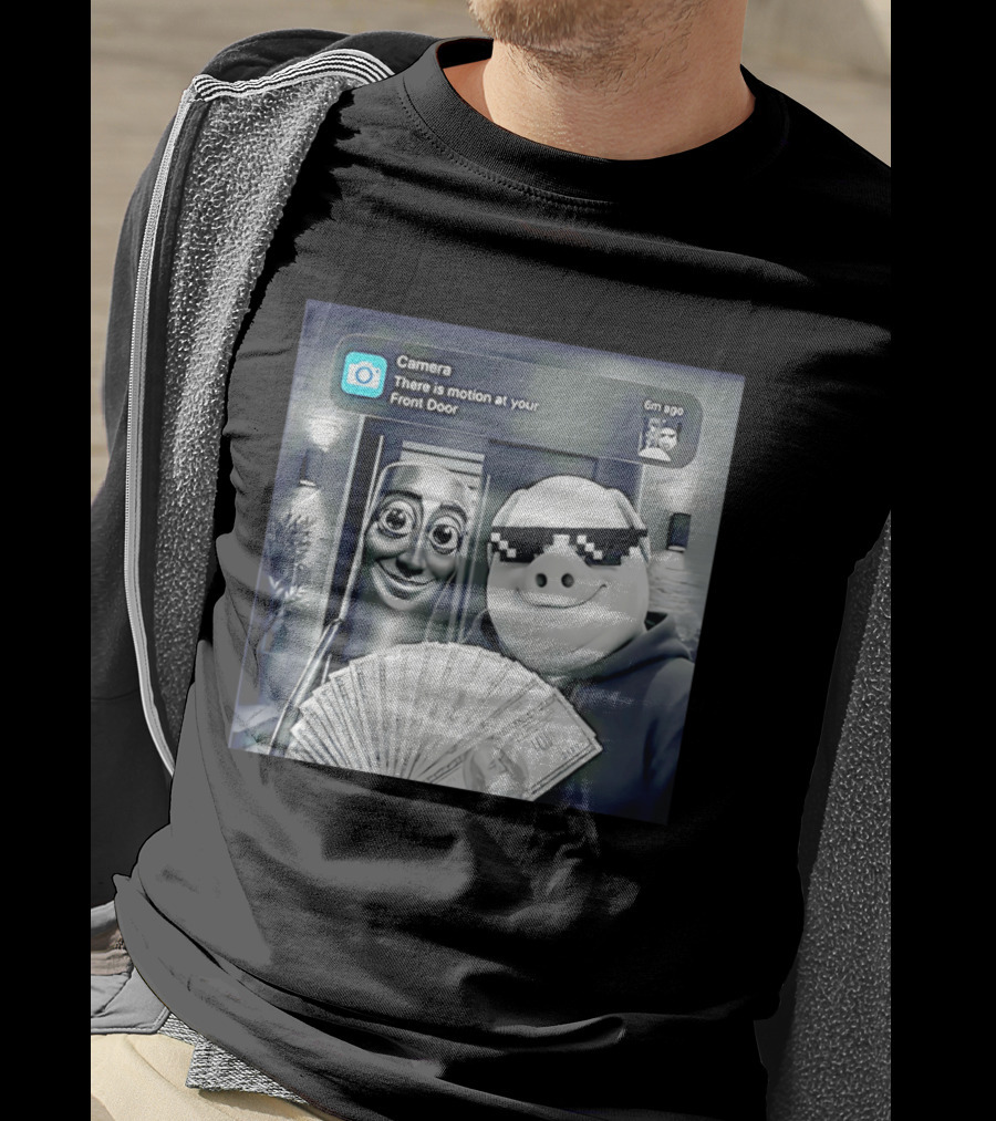 Tung Tung Tung Sahur John Pork Black Glasses Meme Camera Motion At Your Front Door T-Shirt