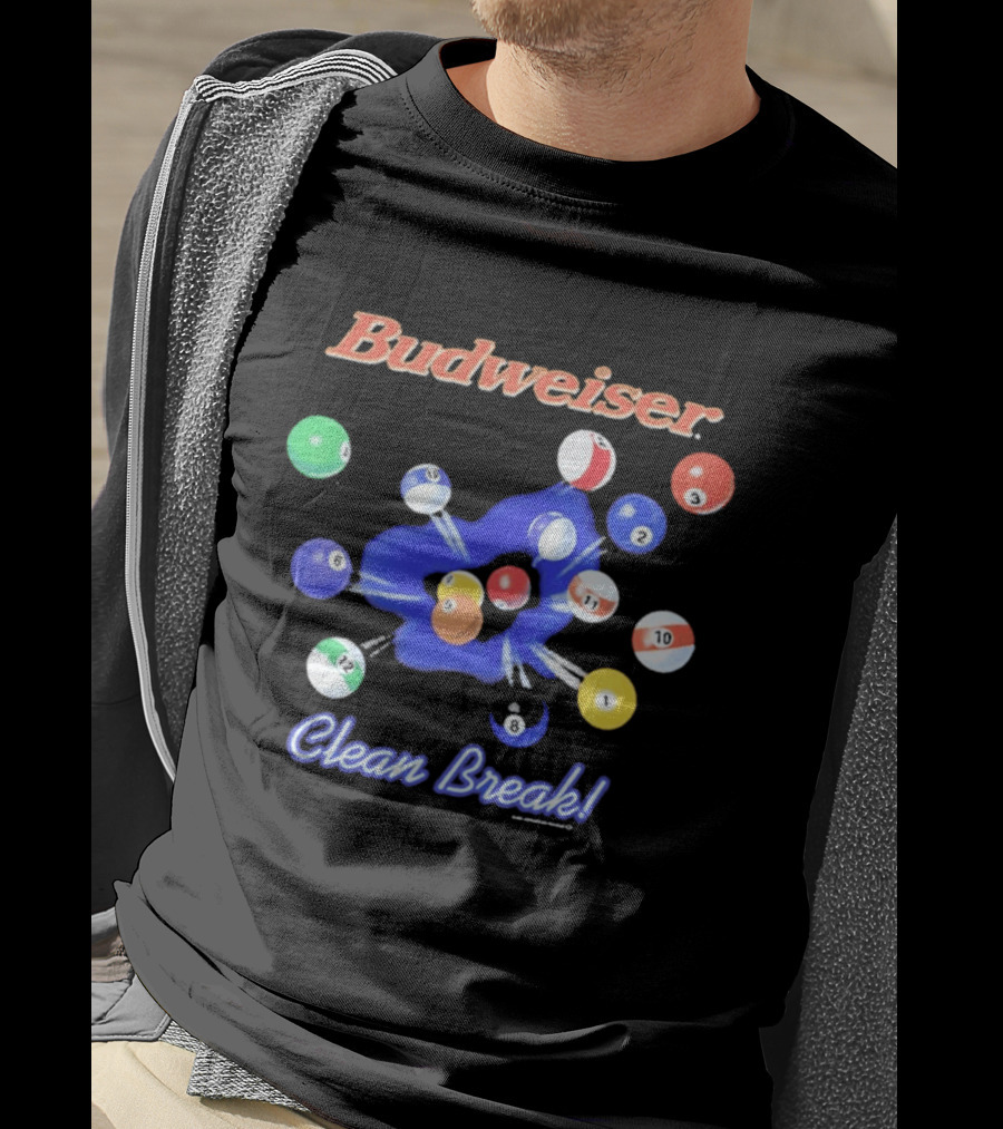 Budweiser Clean Break 90s Heavy Faded Black Pool Balls Splash T-Shirt