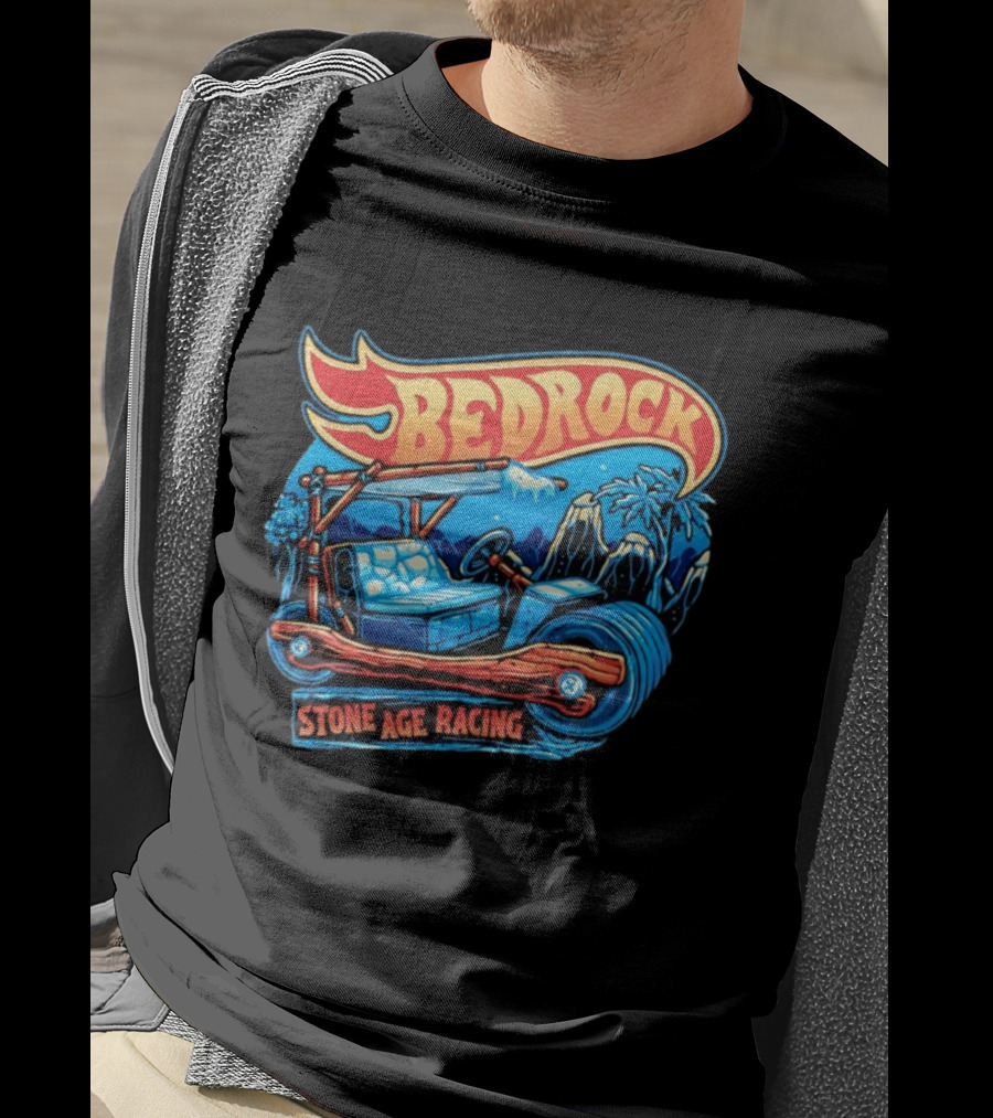 Bedrock Stone Age Racing Flintstones Vintage Car Adventure T-Shirt