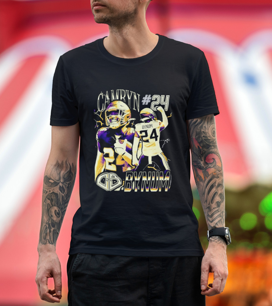 Camryn #24 Bynum Vikings Football Player Lightning T-Shirt