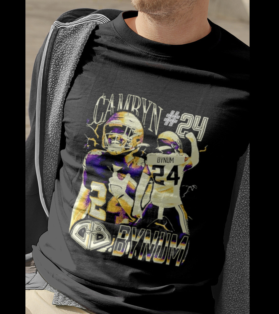 Camryn #24 Bynum Vikings Football Player Lightning T-Shirt