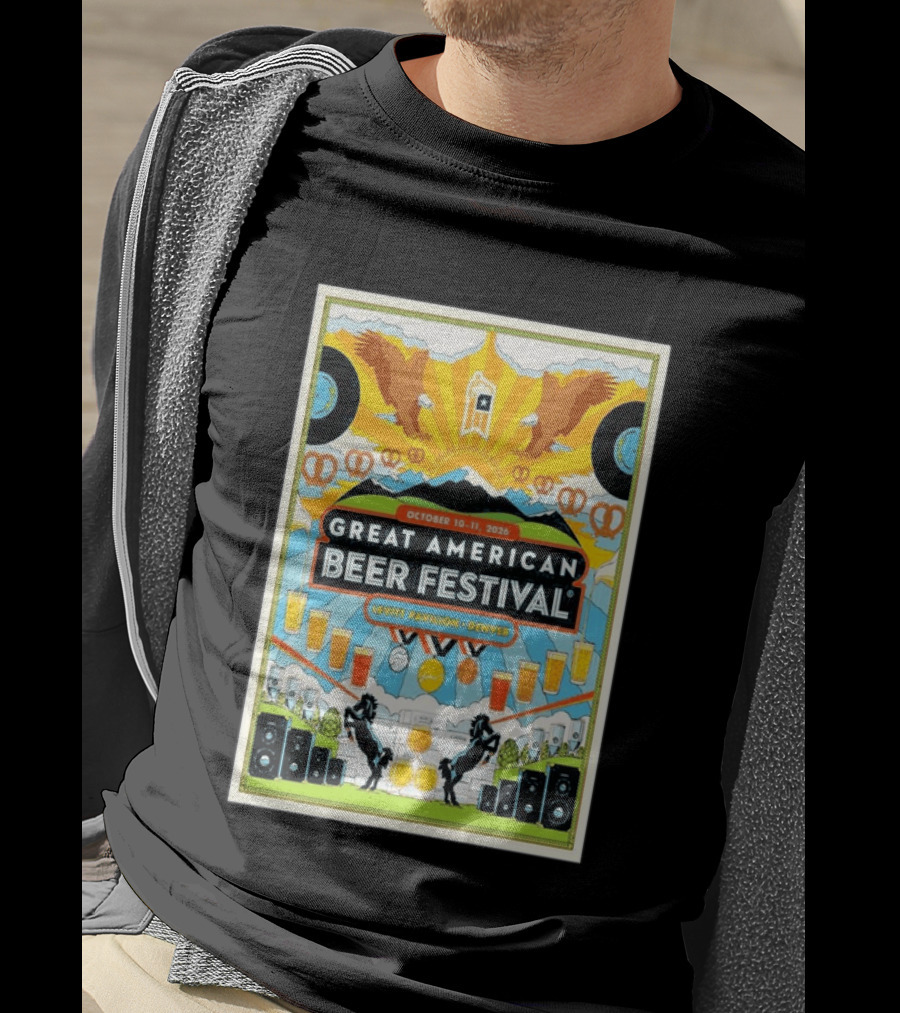 Great American Beer Festival October 10 11 2026 Levitt Pavilion Denver Eagles Pretzels Beer Music T-Shirt