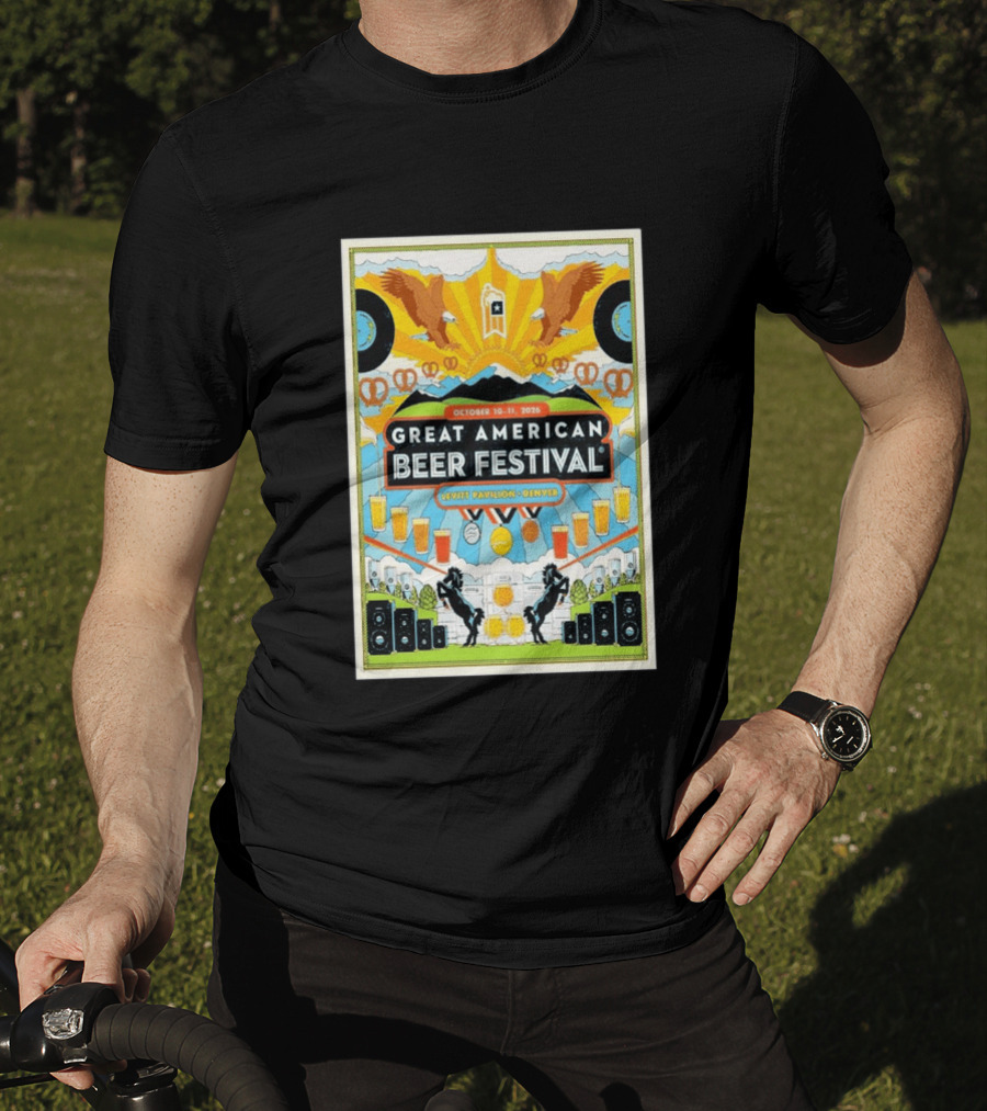 Great American Beer Festival October 10 11 2026 Levitt Pavilion Denver Eagles Pretzels Beer Music T-Shirt