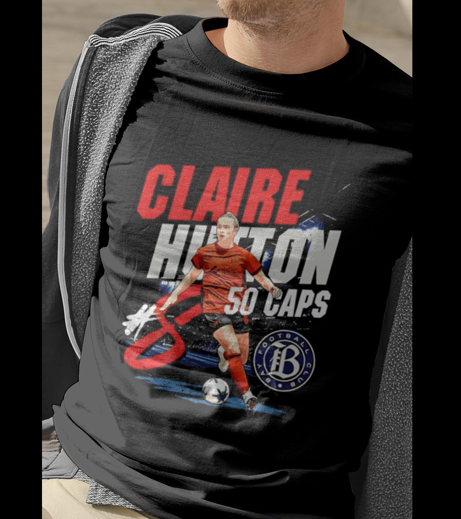 Claire Hutton Bay FC 50 Caps Number 8 Soccer Player T-Shirt
