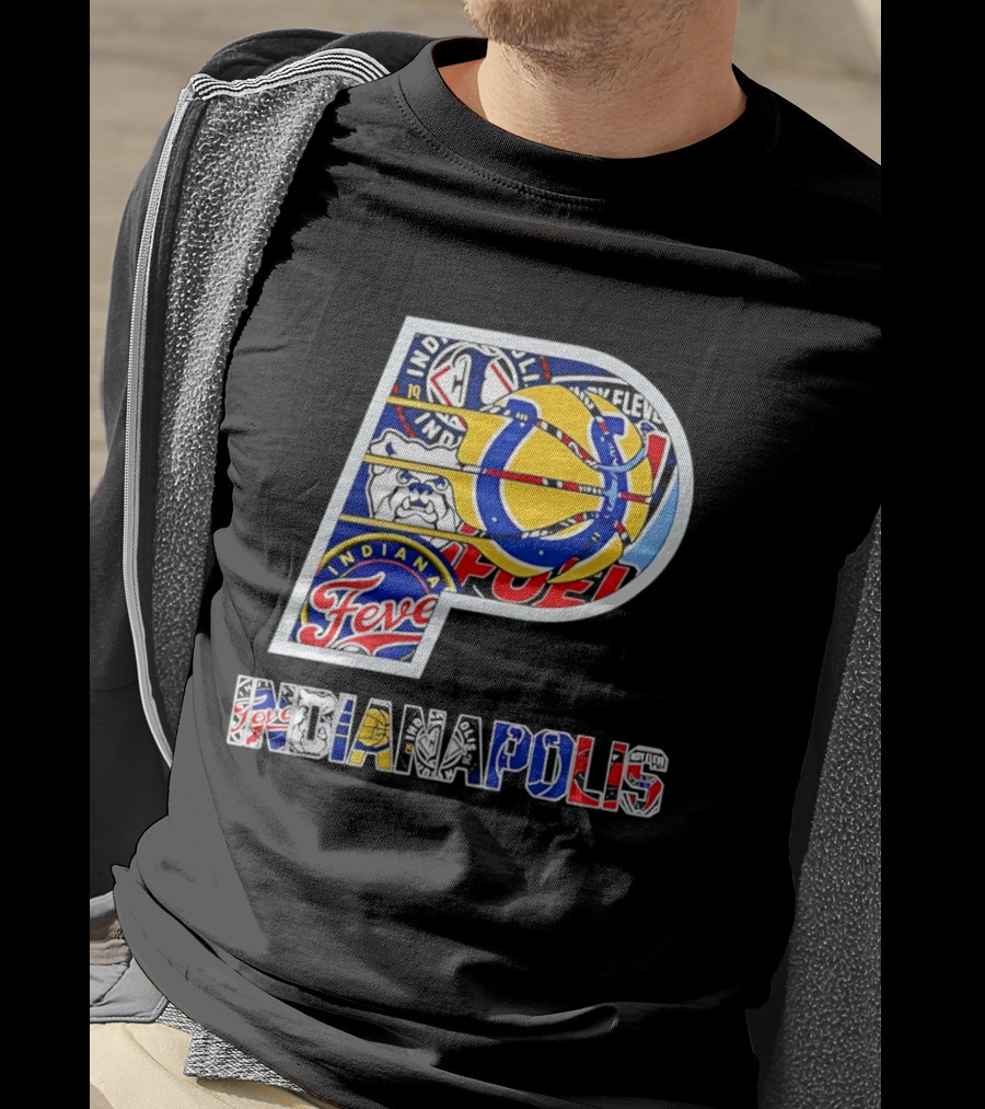 Indiana Pacers Indianapolis Fever Fuel Bulldogs Iconic Sports Collage T-Shirt