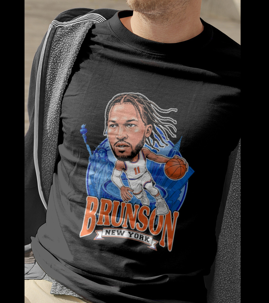 Jalen Brunson New York Knicks Caricature Basketball Limited Edition T-Shirt