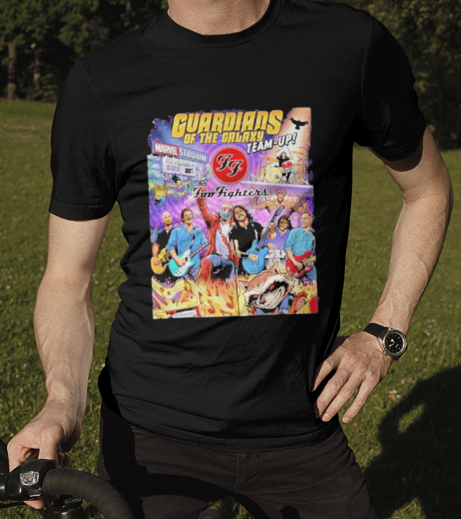 Guardians Of The Galaxy Team Up Foo Fighters Marvel Stadium Wayne Nichols T-Shirt