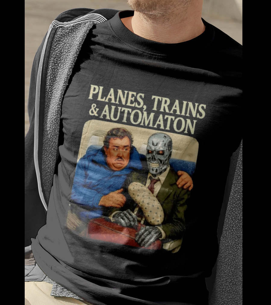 Planes Trains And Automaton John Candy With Cyborg Passenger T-Shirt
