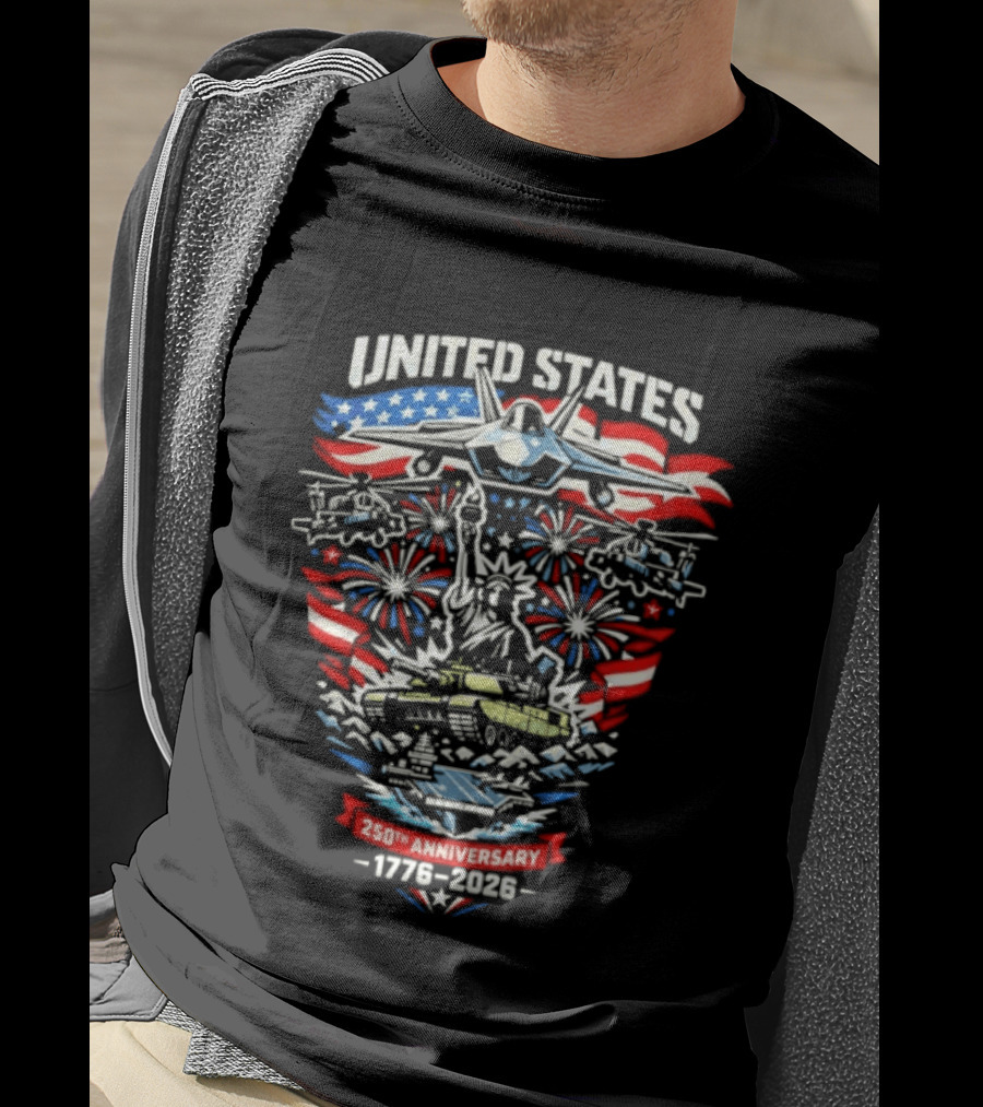 United States 250th Anniversary 1776 2026 Celebration Emblem With Liberty And Fireworks T-Shirt