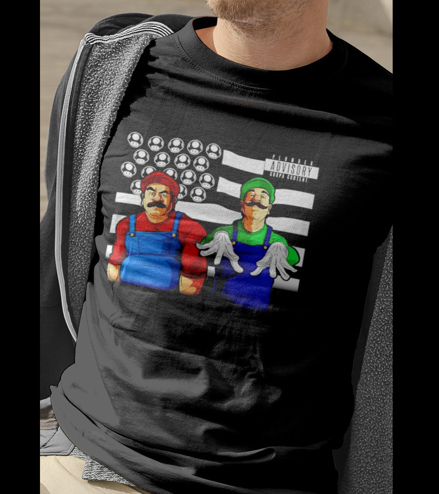 Mario Luigi Plumber Advisory Koopa Mushroom Flag T-Shirt