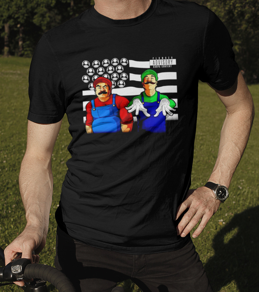 Mario Luigi Plumber Advisory Koopa Mushroom Flag T-Shirt