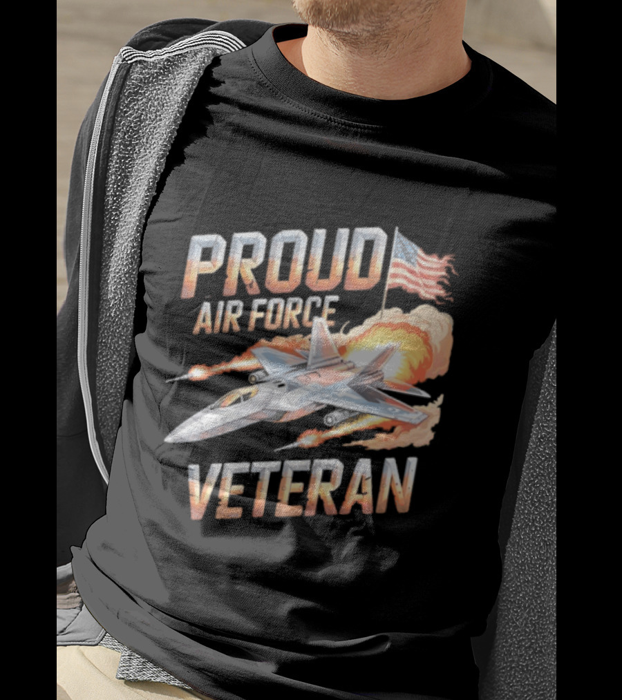Proud Air Force Veteran F 22 Raptor America Flag T-Shirt