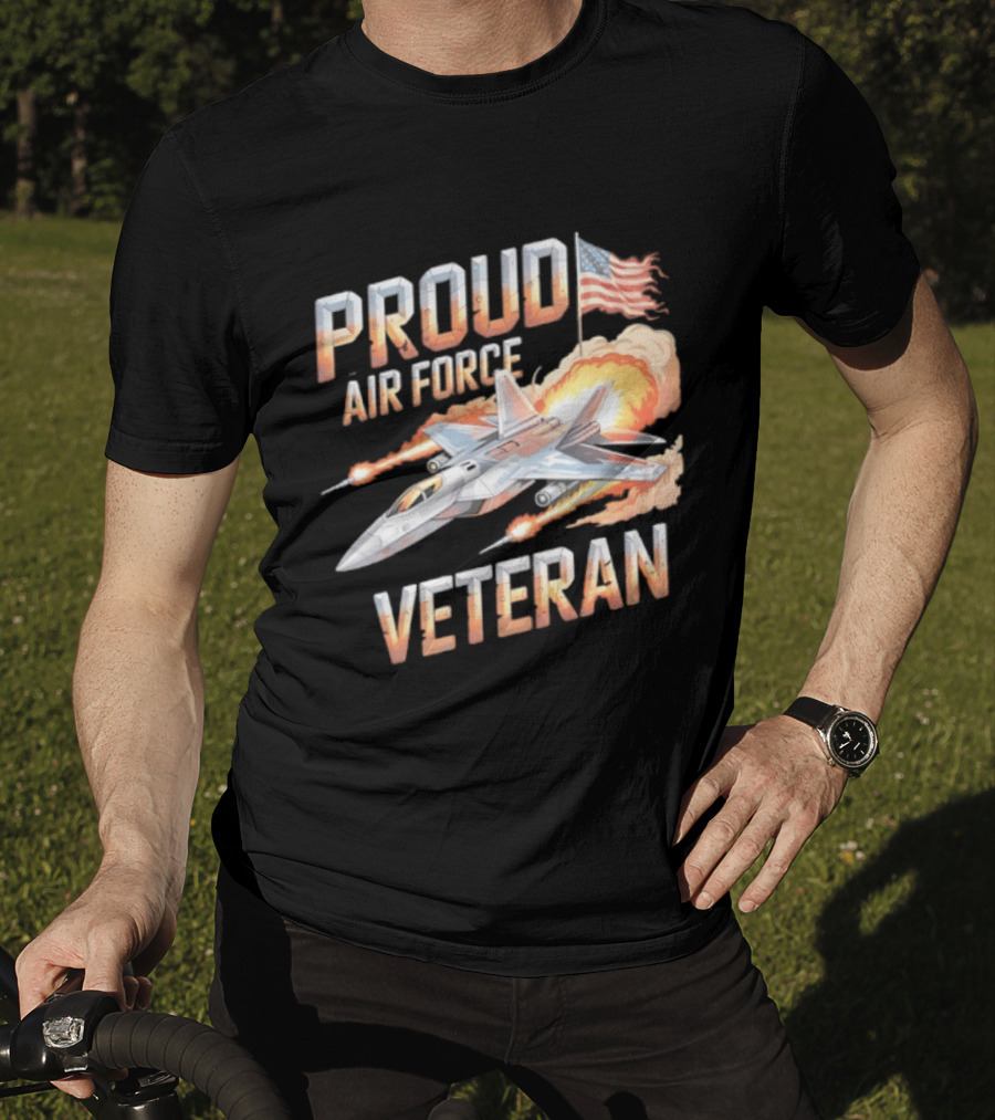 Proud Air Force Veteran F 22 Raptor America Flag T-Shirt
