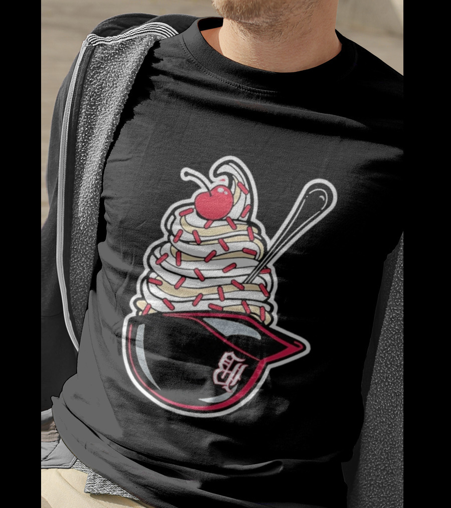 Birmingham Barons Ice Cream Helmet With Sprinkles And Cherry T-Shirt