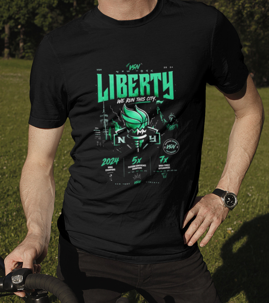 New York Liberty WNBA We Run This City 2004 5x 7x VSN Network T-Shirt