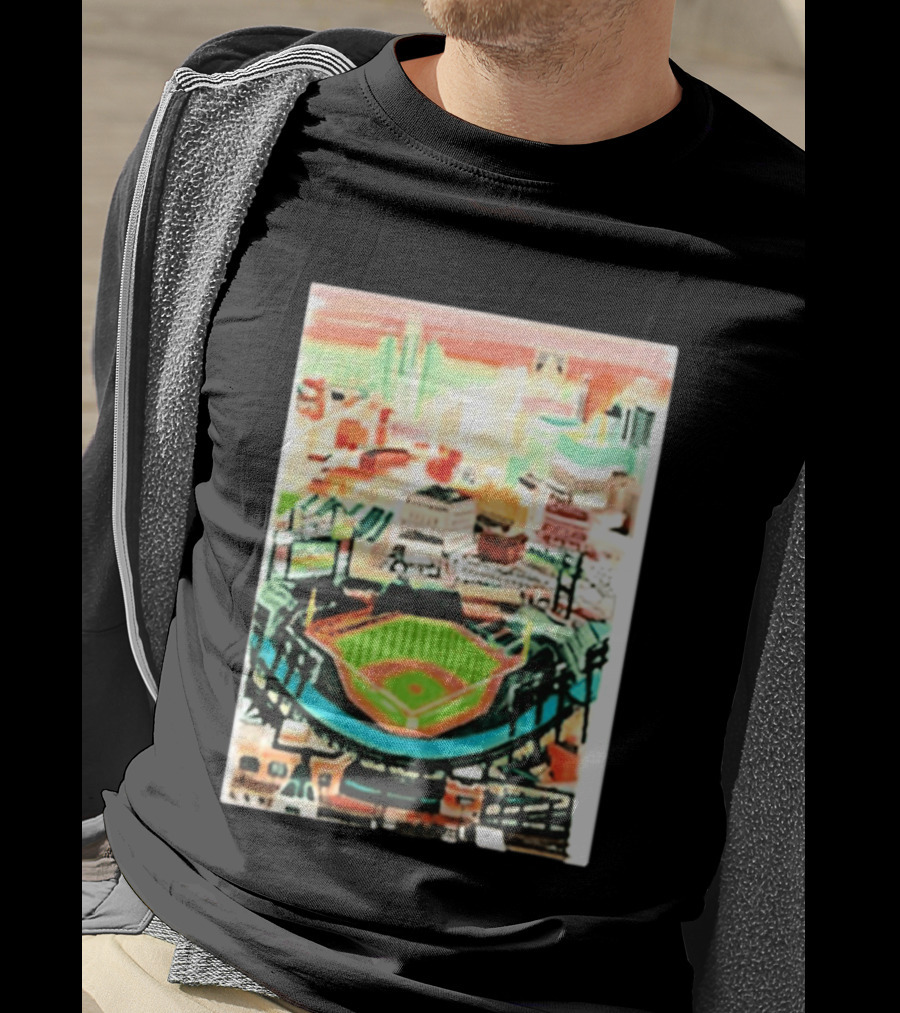 Comerica Park Detroit Skyline Baseball Art Sydney Finney T-Shirt