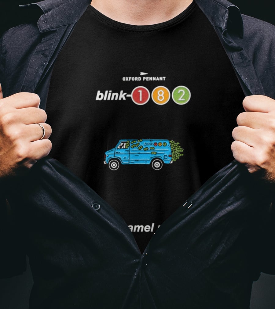 Oxford Pennant Blink 182 Van Enamel Pin Blue Van With 182 T-Shirt