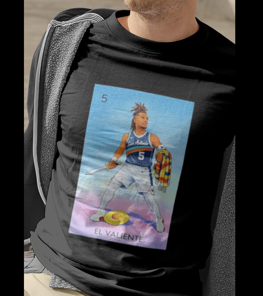 San Antonio Spurs El Valiente Stephon Castle Lotería Card T-Shirt