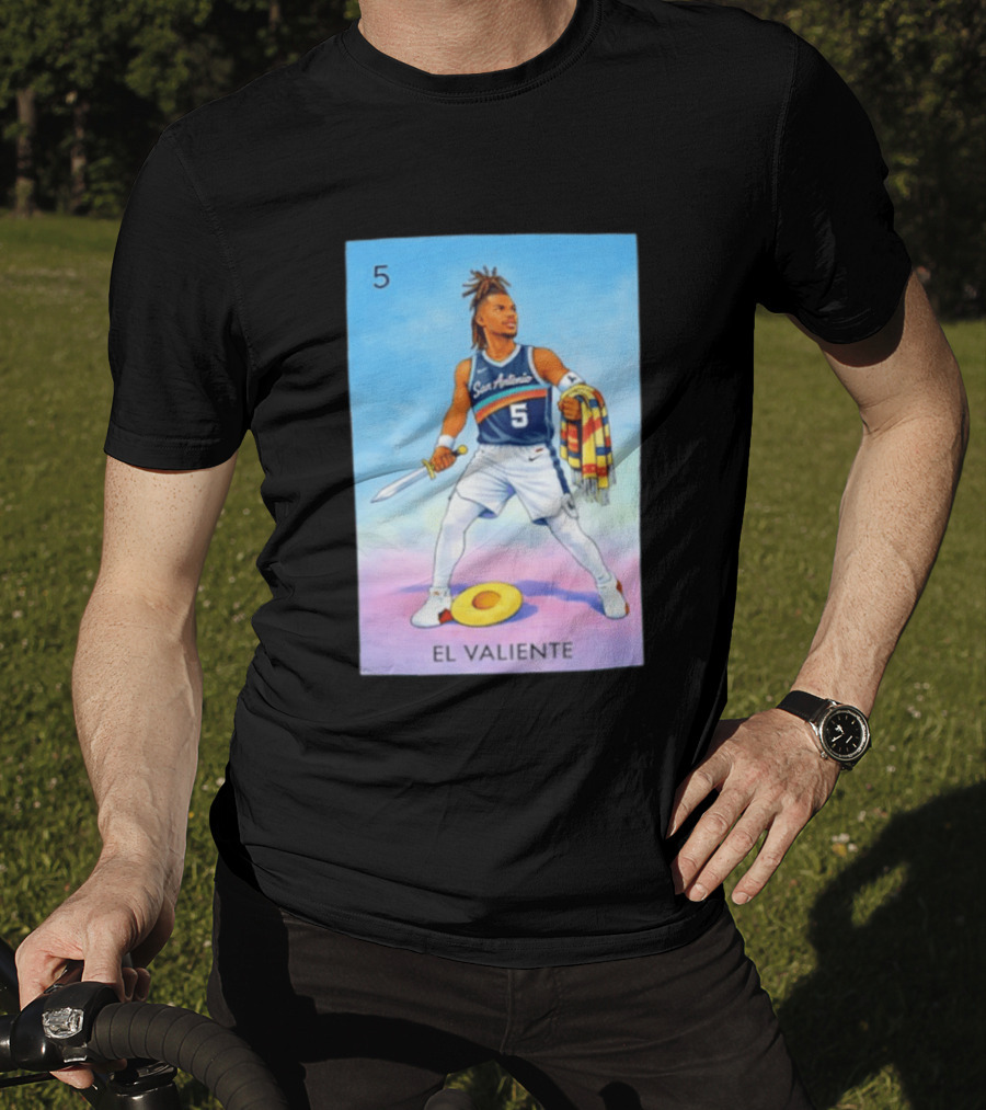 San Antonio Spurs El Valiente Stephon Castle Lotería Card T-Shirt